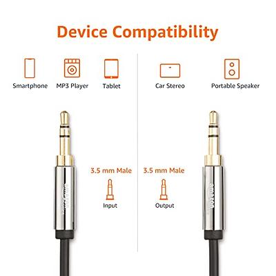 Basics 3.5mm Aux to 2 RCA Adapter Audio Cable for Stereo Speaker or  Subwoofer with Gold-Plated Plugs, 4 Foot, Black