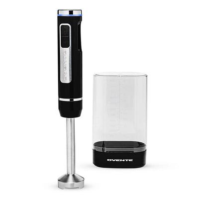 OVENTE Immersion Blender Black Stainless Steel Blades 200-Watt