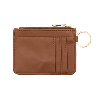  XOXO Women's Wallet Mini Cognac Vegan Leather Quilted