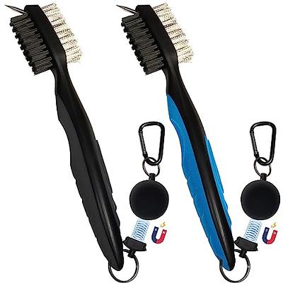 Golf Club Brush and Groove Cleaner Brush Brushes in 5 for Golf Shoes/Golf Club/Golf/Golf Groove, Attach 2 Feet Retractable Zip-line Aluminum