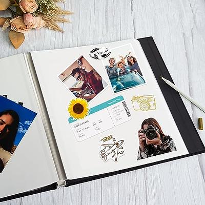 Photo Album Self Adhesive Pages - Black Photo Album Book 8x10 2x3 4x6 5x7 Picture, 40 Pages,Linen Cover Photo Book with Metallic Pen for All Size