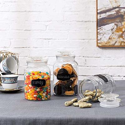 Glass Canister Set for Kitchen or Bathroom with Airtight Lid and Chalkboard  Labels, Apothecary Glass Food Storage Jars,Set of 3 Cookie Jars, Candy,  Coffee, Cereal & More, Clear Storage Containers! - Yahoo