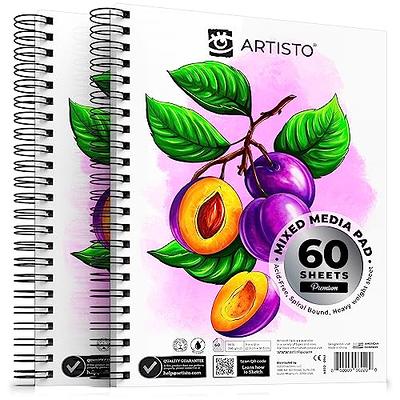 ARTISTO Premium Mixed Media Sketchbooks: Pack of 2 (120 Sheets), 9x12  inches, 160 GSM, Spiral Bound Sketch Pads, Suitable for a Variety of Wet  and Dry Media, Ideal for All Artists - Yahoo Shopping