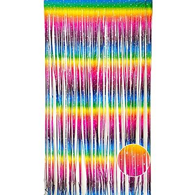 Rainbow Party Plastic Fringe Backdrop | Plastic Streamers