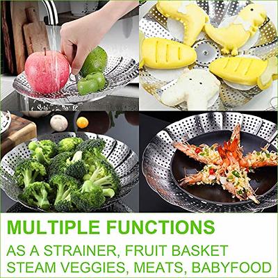 Food Steamer Basket, Vegetable Fruit Strainer, Stainless Steel