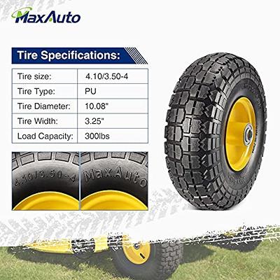 Pack of 2, Tires 4.10/3.50-4, Sawtooth, 4 Ply, Tubeless, Lawn Garden Tires