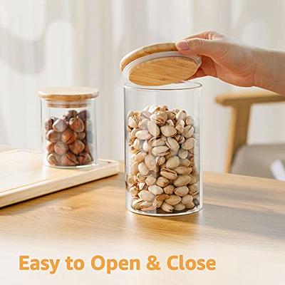 Vtopmart Glass Food Storage Jars, 7 Pack Food Containers with Airtight  Bamboo Wooden Lids for Pasta, Cookies, Nuts, Coffee Beans, Cereal, Glass