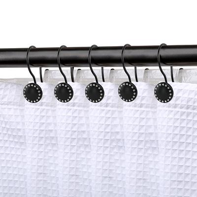24 Pcs Set Plastic Bathroom Shower Curtain Rings Hooks White Rustproof Clips New