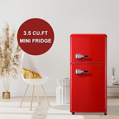  Fridge with Freezer Mini Retro Red 3.5 Cu.ft Compact  Refrigerator Small for Bedroom, Office, Dorm, RV, Apartment with Adjustable  Mechanical Thermostat 2-Door Design Red : Home & Kitchen