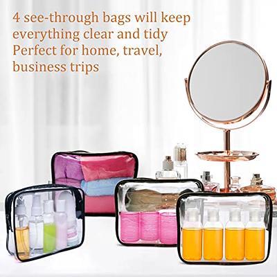 Kitchen GIMS Product Image Clear Plastic Empty Squeeze Bottles 5 Pack 3.4oz/100ml  with Flip Cap & Product Image Clear TSA Approved Toiletry Bag 4 Pack Small  Cosmetic Bag Travel Toiletry Bag 