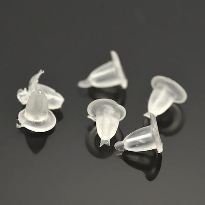 Plastic Ear Nuts, Earring Backs, Clear, 3x3mm, Hole: 0.3mm, about 550pcs/10g