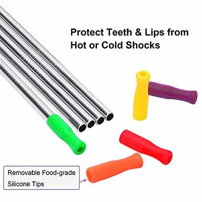 16 PCS Silicone Straw Tips, Reusable Metal Straws Silicone Tips Covers Fit  for 0.32 (8mm) Diameter Stainless Steel Straws and Glass Straws