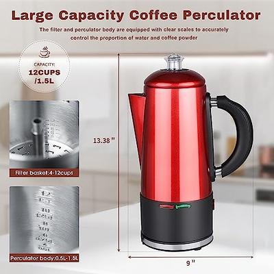 WerkWeit Electric Coffee Percolator 12 Cup Stainless Steel Percolator  Coffee Maker with Cord-Less Server and Easy Pour Spout Quick Brew Percolator  Coffee Pot 1.5L Capacity - Yahoo Shopping