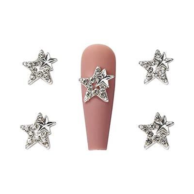 XEAOHESY 30pcs 3D Silver Star Nail Charms for Acrylic Nails Star