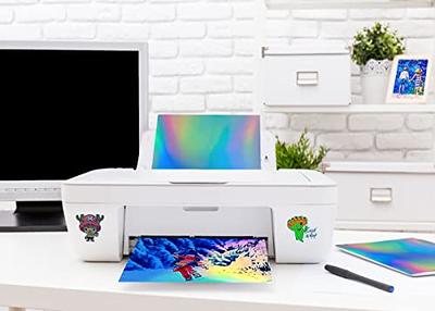  8.5x11 inches Holographic Sticker Paper, 25 Sheets Printable  Vinyl Sticker Paper, Waterproof Rainbow Adhesive Sticker Printer Paper  Dries Quickly for Ink Jet Printer & Laser Printer : Office Products