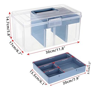 BTSKY 2 Layer Clear Plastic Dividing Storage Box with Removable Tray  Multipurpose Stationery Storage Box with Handle Portable Sewing Box Art  Craft Supply Organizer Home Utility Box (Big Blue) - Yahoo Shopping