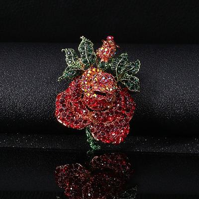 Elegant Rose Brooch, Flower Dimensional Rhinestone Brooches Pins