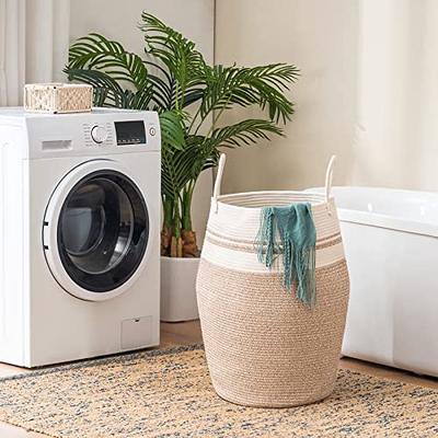 YOUDENOVA cotton rope laundry hamper by youdenova, 58l - woven collapsible  laundry basket - clothes storage basket for