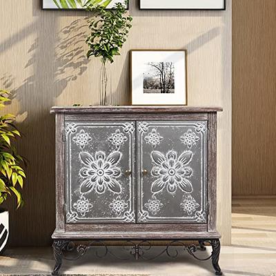 HLR Accent Cabinet with 3 Drawers and Door, Wooden Storage Cabinet with  Shelves, Sideboard for Living Room, Bedroom, Entryway, Navy Blue