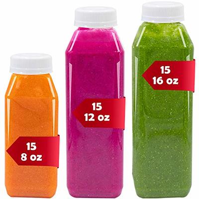 Clear Plastic Juice Bottles Bulk Pack - 8 oz