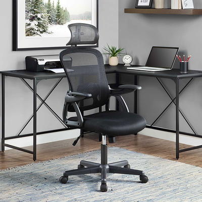 Vinsetto Executive Linen Fabric Home Office Chair with Retractable Footrest Headrest and Lumbar Support - Black