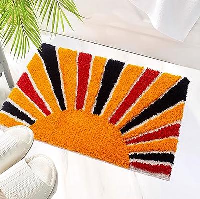  Lukinbox Boho Bath Mats for Bathroom, 18 x 26 Retro Sun Small  Bathroom Rug Mat, Cute Fun Colorful Non-Slip Washable Farmhouse Velvet Bath  Rugs Orange Bohemian Under Sink Mat for Indoor