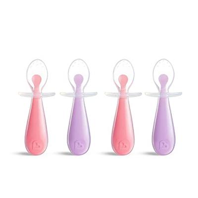 Munchkin Silicone Trainer Spoon, 4 Pack, Pink/Purple