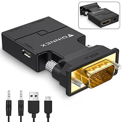 DTech HDMI to VGA Adapter with 3.5mm Audio Port (PC HDMI Source Output to  VGA TV) for Old Computer Monitor Laptop Projector 1080P Video (Female HDMI