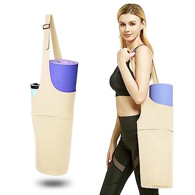 AROME Yoga Mat Bag for Women Men, Large Canvas Yoga Bag for 1/4 1/3