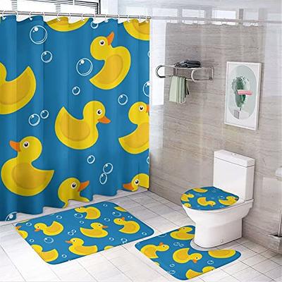 KXO 4PCS Yellow Rubber Duck on Blue Background Waterproof Shower Curtain  Set with Non-Slip Rugs Toilet Lid Cover and Bath Mat Polyester Bathroom  Curtain with Hooks 72x72 - Yahoo Shopping