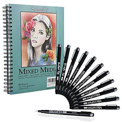 Vanli's Hardcover Mixed Media Sketch Book with Elastic Closure 9X12,  Bundled with 12 Pack Microline Pens Fine Point. Waterproof Archival Pens  with Sketch Pad for Drawing - Yahoo Shopping