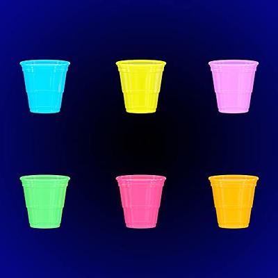 Exquisite Blacklight Party Glow Cups - 120 Pack 16 Oz - Assorted Colors -  Disposable Cups For Party - Blacklight Reactive Glow I