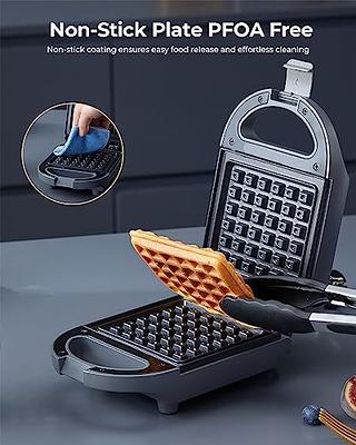 CROWNFUL Mini Waffle Maker Machine, 4 Inches Portable Small Compact Design,  Easy to Clean, Non-Stick Surface, Recipe Guide Included, Perfect for  Breakfast, Dessert, Sandwich 