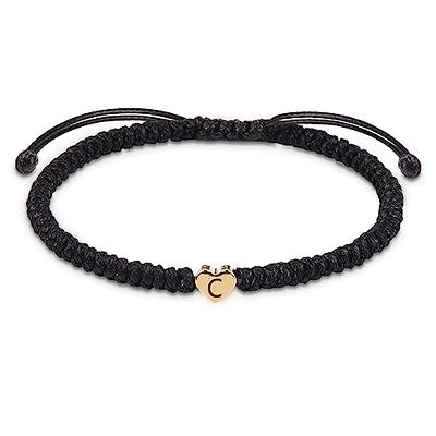 Nymerianoble Initial Bracelets for Women Handmade Braided Black