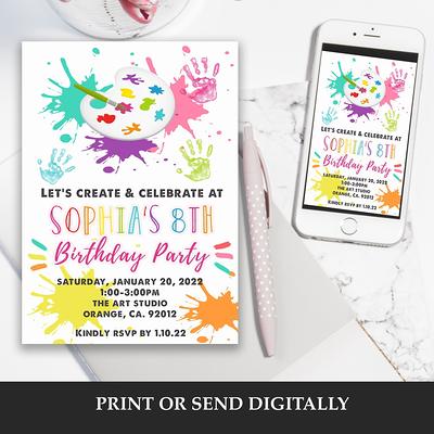 Art Party Thank You Card - Painting Party Thank You - Printable Studio