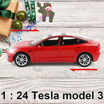 1:24 Scale Tesla Model 3 Alloy Car Model Diecast Toy Vehicles for Kids,  Tesla car Model，Pull Back Alloy Car with Lights and Music,Children's  Birthday