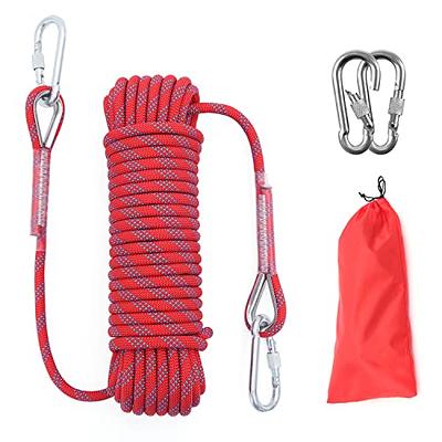 Rock Climbing Rope w/ Carabiner Hook & Bag, High Strength Outdoor