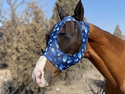 TGW Riding Horse Fly Mask Super Comfort Horse Fly Mask Elasticity Fly Mask with Ears We Only Make Products That Horses Like (Midnight Blue, L)