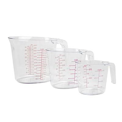 PREPSOLUTIONS LIQUID STACKING MEASURING CUPS- 3 PC SET CLEAR/RED