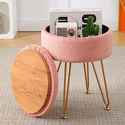 Mini Footstool Pouffe Plush Velvet Black Stool Foot Rest Under