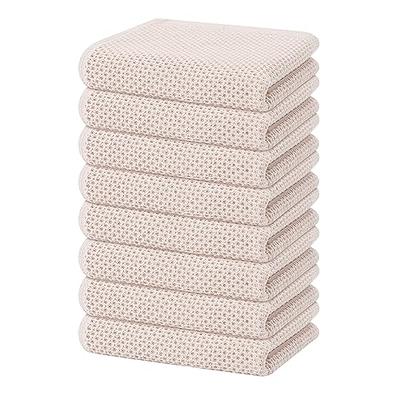 100% Cotton Terry Tea Towel Beige. Waffle Honeycomb Dish Cloth