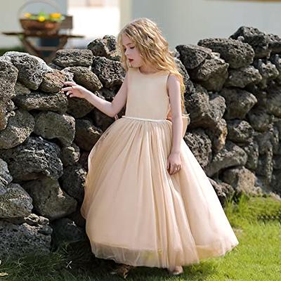 Tween Girls' Formal Dress Pink Wedding Flower Girl Tulle Dress With Big Bow  And Puffy Skirt | SHEIN USA