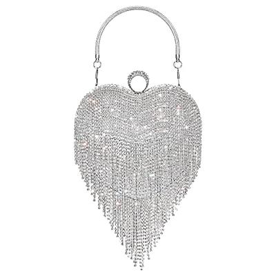 WEIMZC Women Pearl Clasp Crystal Clutch Purses Lady Evening Handbag Glitter  Rhinestone Purse Wedding Party Prom Clutch Bag(Colored Gold): Handbags