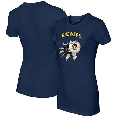 Milwaukee Brewers Tiny Turnip Infant Babes Raglan 3/4 Sleeve T-Shirt -  White/Black