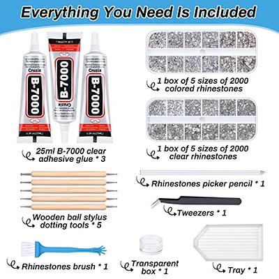 B7000 Clear Glue Bedazzler Kit with Rhinestones, 4013PCS Rhinestone Gems 3  PCS 25 ML B-7000