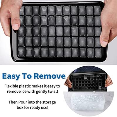 Ice Cube Tray with Lid and Storage Bin for Freezer, Easy-Release 55 Mini  Nugget Ice Tray with Spill-Resistant Cover, Container, Scoop, Flexible