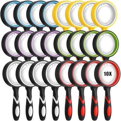 Xuhal 24 Pcs 10X Magnifying Glass Handheld Shatterproof Reading Magnifier  for Seniors and Kids, 50mm Colored Magnifying Lens with Non Slip Rubber for  Observation Exploration Science (Bright Color) - Yahoo Shopping