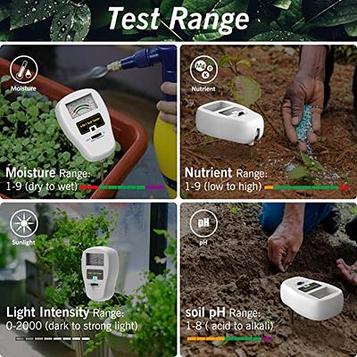 4-in-1 Soil Moisture Meter, Digital Plant Temperature, Soil Moisture, PH  Meter, Sunlight Intensity, Moisture Meter for House Plants, Soil Test Meter