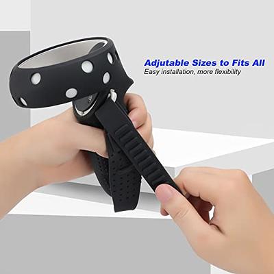 KIWI design Upgraded Controller Grips Cover Compatible with Quest 2  Accessories, with Battery Opening Protector with Knuckle Straps (Black)