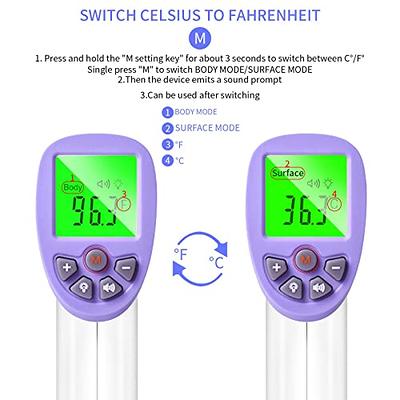 Infrared Thermometer for Adults, Non Contact Forehead Thermometer with  Fever Alarm, Accurate Reading and Memory Function, Body Temperature &  Surface of Objects Use